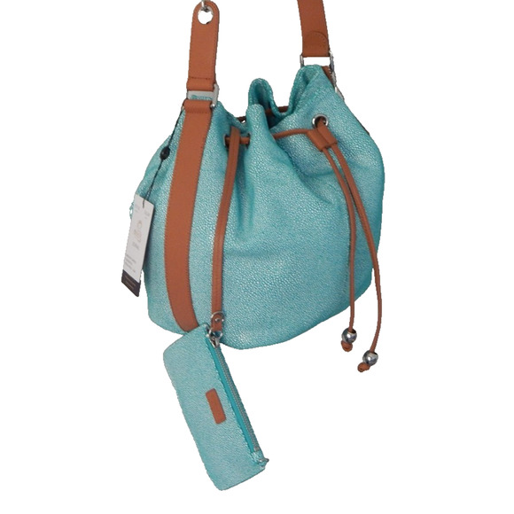 SORIAL New York Python Leather Drawstring Mint Bucket Bag with Pouch NWT - Picture 8 of 16